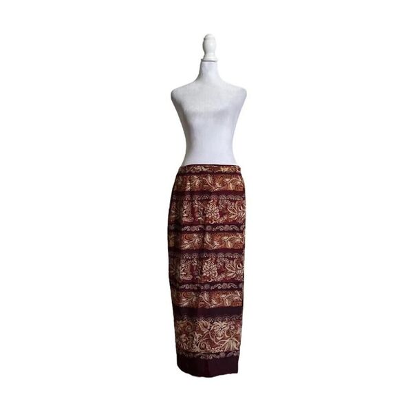 Vintage Sarah Chapman Rare Batik Print 100% Silk Wrap Skirt Luxury Women’s US 6 - Picture 2 of 9
